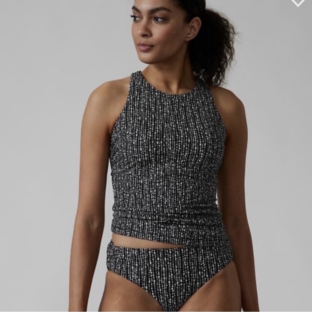 NWT Athleta Maldives Bra Cup Tankini Swim Top Black Rice Pearls 32 D/DD - Picture 2 of 11